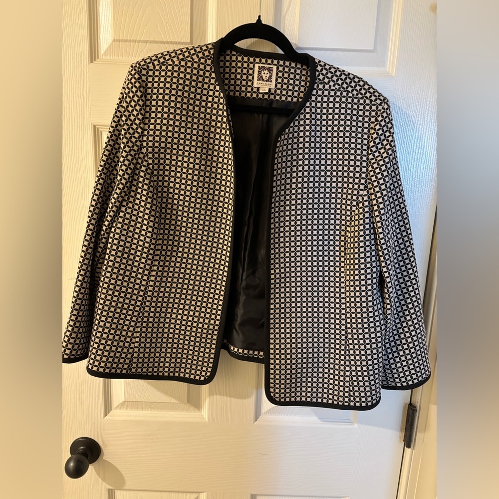 Anne Klein Black and White Patterned Blazer
